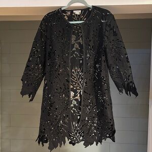 Grace Chuang Black Lace Open Front Cardigan
